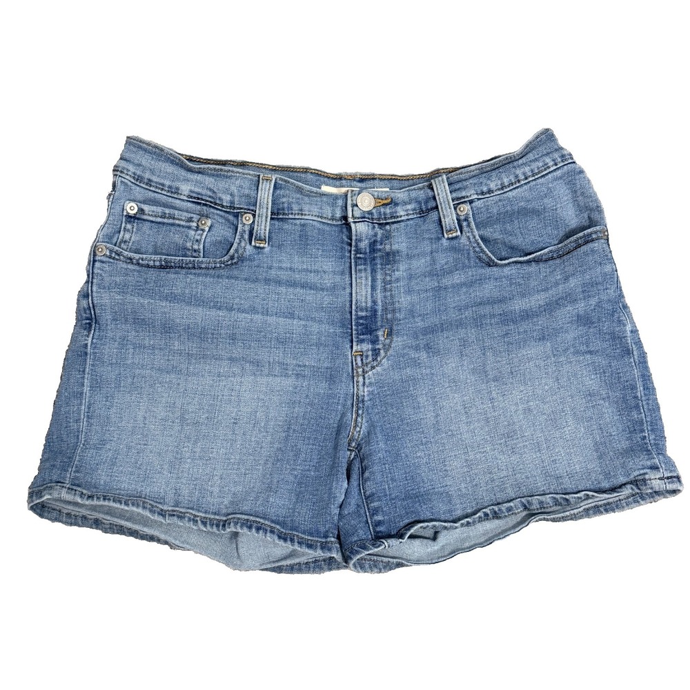 Womens Denim Mid Length Shorts Size 31 Blue Jean Casual Stretch Summer